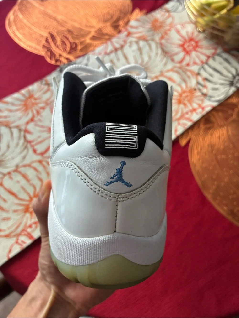 Jordan White Low-Top Sneakers with Pale Yellow-Green Sole